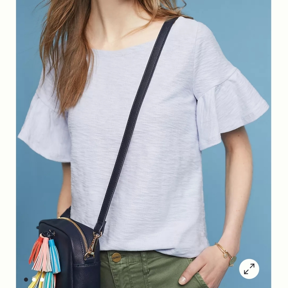 Anthropologie Postmark Christel Ruffle-Sleeve Top Size XS